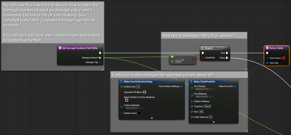 Preview of the damage number component plugin